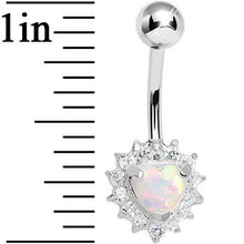 Load image into Gallery viewer, 925 Sterling Silver Cubic Zirconia Opal Heart Belly Ring