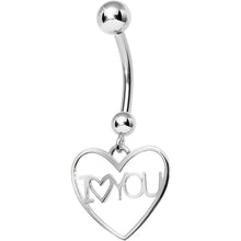 Load image into Gallery viewer, 925 Sterling Silver I Love You Heart Dangle Belly Ring