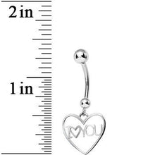 Load image into Gallery viewer, 925 Sterling Silver I Love You Heart Dangle Belly Ring