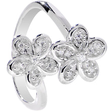 将图片加载到图库查看器,925 Sterling Silver Clear CZ Twin Flower Toe Ring