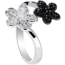 将图片加载到图库查看器,925 Sterling Silver Clear Black CZ Twin Flower Toe Ring