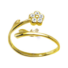 Load image into Gallery viewer, Solid 14k Yellow Gold .05 Carat Genuine Diamond Flower Toe Ring