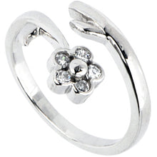 将图片加载到图库查看器,Solid 14k White Gold .05 Carat Genuine Diamond Flower Toe Ring