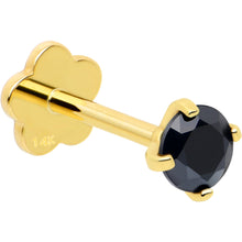 将图片加载到图库查看器,14k Yellow Gold Flat Back Earring 20G 3mm Blue CZ Floral Reversible