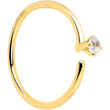 将图片加载到图库查看器,14k Solid Yellow Gold Bendable Nose Hoop 22G 5/16 with CZ