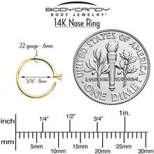 将图片加载到图库查看器,14k Solid Yellow Gold Bendable Nose Hoop 22G 5/16 with CZ