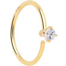 将图片加载到图库查看器,14k Solid Yellow Gold Bendable Nose Hoop 22G 5/16 with 2mm CZ