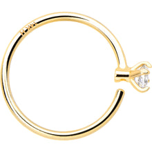 将图片加载到图库查看器,14k Solid Yellow Gold Bendable Nose Hoop 22G 5/16 with 2mm CZ