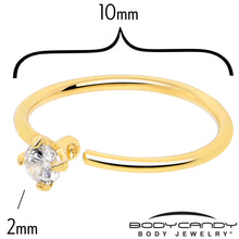 将图片加载到图库查看器,14k Solid Yellow Gold Bendable Nose Hoop 22G 5/16 with 2mm CZ