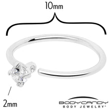 将图片加载到图库查看器,14k Solid White Gold Bendable Nose Hoop 22G 5/16 with 2mm CZ