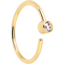 将图片加载到图库查看器,14k Solid Yellow Gold Bendable Nose Hoop 22G 5/16 with Bezel CZ