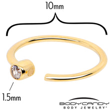 将图片加载到图库查看器,14k Solid Yellow Gold Bendable Nose Hoop 22G 5/16 with Bezel CZ
