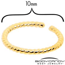 Load image into Gallery viewer, 14k Yellow Gold Bendable Nose Hoop 20G 5/16 Twisted