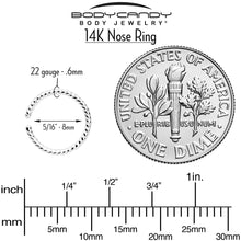 Load image into Gallery viewer, 14k White Gold Bendable Nose Hoop 20G 5/16 Twisted