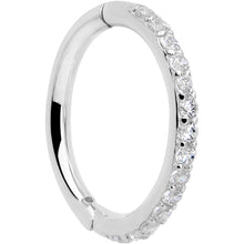 将图片加载到图库查看器,14k Solid White Gold Hinged Segment Ring Forward Facing CZ 18G 5/16