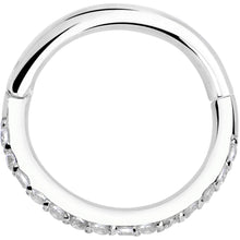 将图片加载到图库查看器,14k Solid White Gold Hinged Segment Ring Forward Facing CZ 18G 5/16