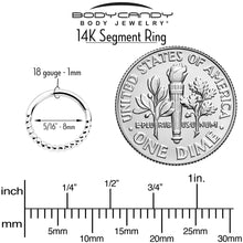 将图片加载到图库查看器,14k Solid White Gold Hinged Segment Ring Forward Facing Twisted 18G 5/16