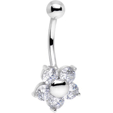 Load image into Gallery viewer, 16G Solid 14k White Gold Cubic Zirconia Five Petal Flower Belly Ring