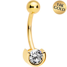 Load image into Gallery viewer, 16G Solid 14k Yellow Gold Zirconia Solitaire Belly Ring