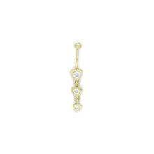 Load image into Gallery viewer, 16G Solid 14k Yellow Gold Zirconia Heart Drop Belly Ring