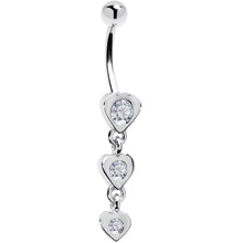 Load image into Gallery viewer, 16G Solid 14k White Gold Zirconia Heart Drop Belly Ring