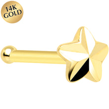 Load image into Gallery viewer, Solid 14K Yellow Gold Raised Star Nose Bone