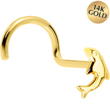 将图片加载到图库查看器,Solid 14K Yellow Gold Dolphin Nose Screw Ring