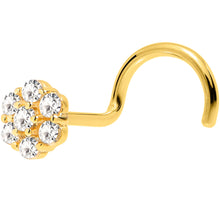 将图片加载到图库查看器,Solid 14K Yellow Gold Clear CZ Flower Nose Screw Ring