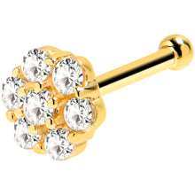 将图片加载到图库查看器,Solid 14K Yellow Gold Clear CZ Flower Nose Bone