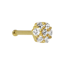 将图片加载到图库查看器,Solid 14K Yellow Gold Clear CZ Flower Nose Bone