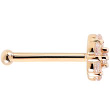 将图片加载到图库查看器,Solid 14K Yellow Gold Clear CZ Flower Nose Bone