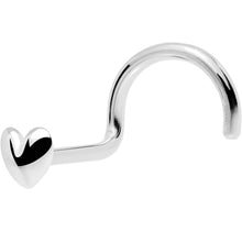 将图片加载到图库查看器,Solid 14K White Gold Heart Nose Screw Ring
