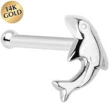 将图片加载到图库查看器,Solid 14K White Gold Dolphin Nose Bone