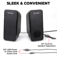 将图片加载到图库查看器,GOgroove SonaVERSE UB2 USB‑Powered 2‑Way Speakers (Blackout)