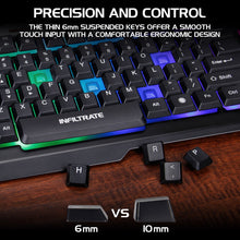 Load image into Gallery viewer, Enhance Infiltrate KL2 Membrane Gaming Keyboard – Multi-Color LED – Metal Build – Quiet Switches