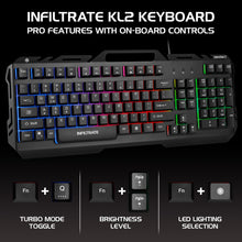 Load image into Gallery viewer, Enhance Infiltrate KL2 Membrane Gaming Keyboard – Multi-Color LED – Metal Build – Quiet Switches