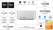 Load image into Gallery viewer, Mac Studio (2023) – Apple M2 Ultra 24-Core CPU 60-Core GPU – 128GB RAM 2TB SSD