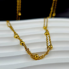 Load image into Gallery viewer, Stainless Steel Gold Tone PVD Ball Station Necklace Satellite Chain Double Necklace