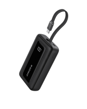 Load image into Gallery viewer, Anker Zolo Power Bank (10K, 30W) with a 5.4-inch (13.7 cm) built-in USB-C cable.