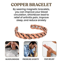 Load image into Gallery viewer, Adjustable Cuff Copper Magnetic Therapy Bracelet Bangle for Men and Women Twisted Design