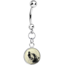 将图片加载到图库查看器,Glow in the Dark Howling Wolf Dangle Belly Ring
