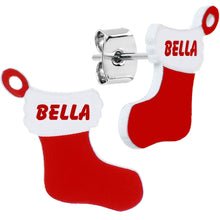 将图片加载到图库查看器,Custom Holiday Christmas Stocking Personalized Name Stud Earrings