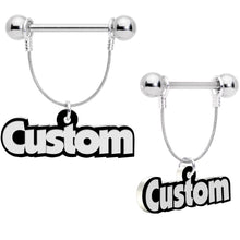 Load image into Gallery viewer, Custom Glow in the Dark Personalized Name Dangle Nipple Ring Set