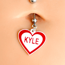 将图片加载到图库查看器,Custom Red White Valentines Day Heart Personalized Dangle Belly Ring