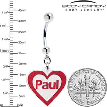 将图片加载到图库查看器,Custom Red White Valentines Day Heart Personalized Dangle Belly Ring