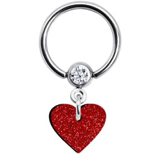 Load image into Gallery viewer, Red Glitter Heart Captive Ring