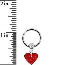 Load image into Gallery viewer, Red Glitter Heart Captive Ring