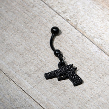将图片加载到图库查看器,Jet Black Glitter Gun Dangle Belly Ring