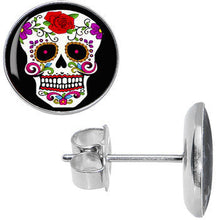 将图片加载到图库查看器,White Sugar Skull Stud Earrings