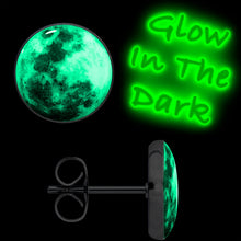 Load image into Gallery viewer, Moon Glow in the Dark Stud Earrings